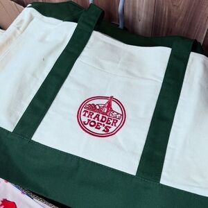 NWT Trader Joe's Green Canvas Tote Bag